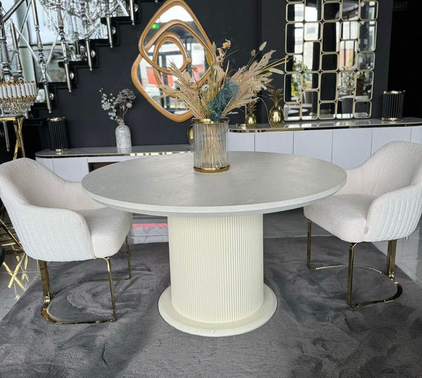 Eettafel rond fineer white 130cm