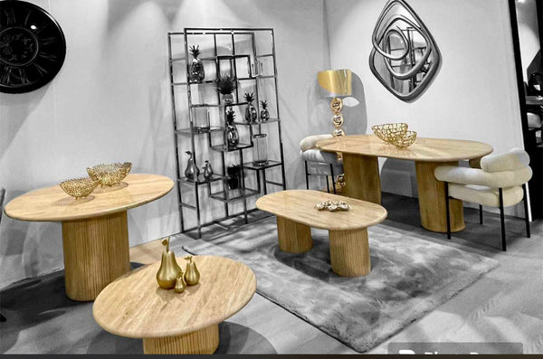 Travertine eettafel 130cm