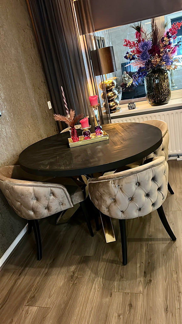 Visgraat eettafel rond 130cm
