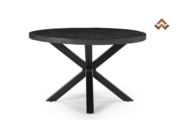 blackbone eettafel rond 130cm zwarte poot