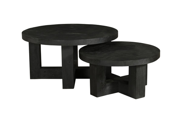 visgraat salontafel rond zwart set van 2
